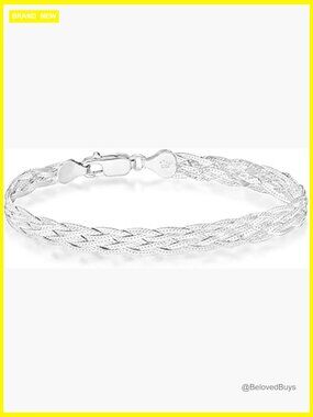 Sterling Silver 6-Strand Braided Herringbone Chain Bracelet, 7.25 Inches